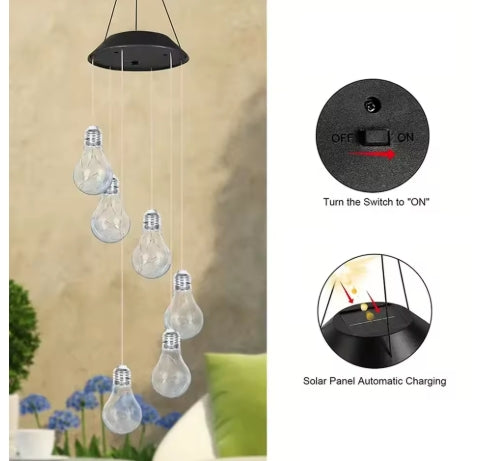 Pack Colorful Lights Solar Bulb Wind Chimes Hanging
