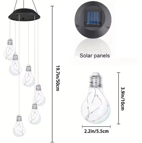 Pack Colorful Lights Solar Bulb Wind Chimes Hanging