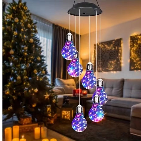 Pack Colorful Lights Solar Bulb Wind Chimes Hanging