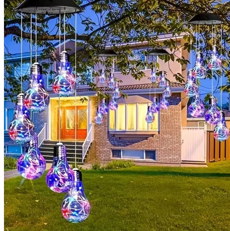 Pack Colorful Lights Solar Bulb Wind Chimes Hanging