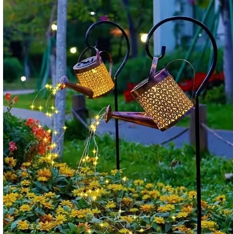Metal Lantern Solar Watering Can Light Outdoor
