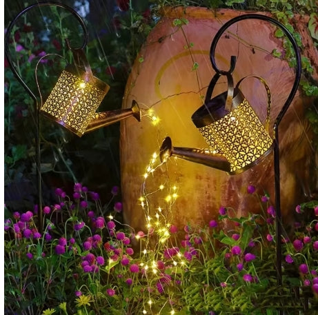 Metal Lantern Solar Watering Can Light Outdoor