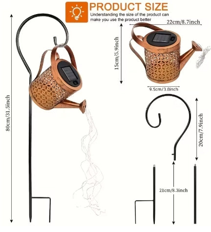 Metal Lantern Solar Watering Can Light Outdoor