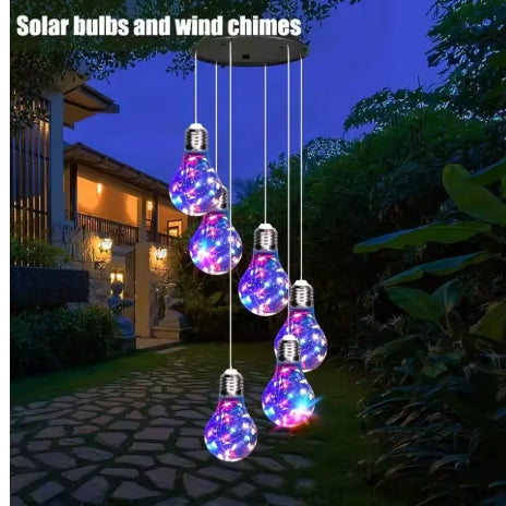 Pack Colorful Lights Solar Bulb Wind Chimes Hanging